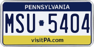 PA license plate MSU5404