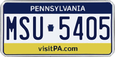 PA license plate MSU5405