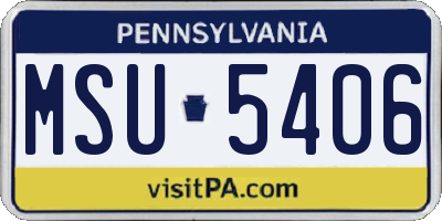 PA license plate MSU5406