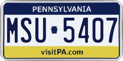 PA license plate MSU5407