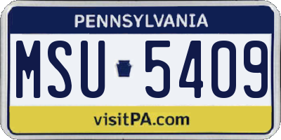 PA license plate MSU5409