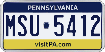 PA license plate MSU5412