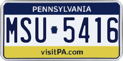 PA license plate MSU5416