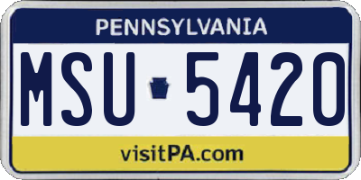 PA license plate MSU5420