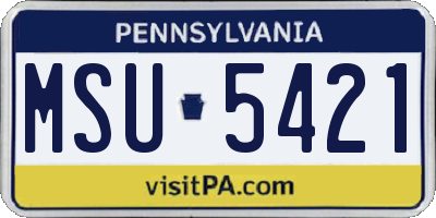 PA license plate MSU5421