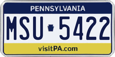 PA license plate MSU5422