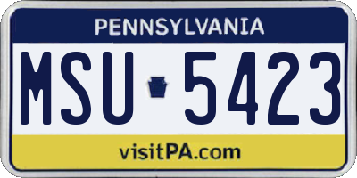 PA license plate MSU5423