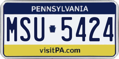 PA license plate MSU5424