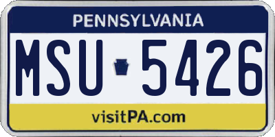 PA license plate MSU5426