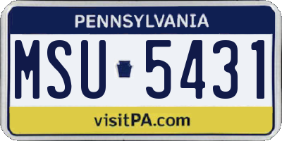 PA license plate MSU5431