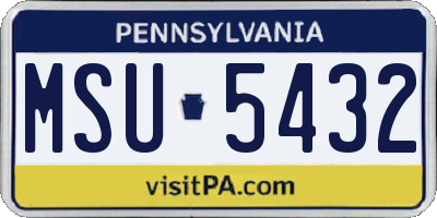 PA license plate MSU5432