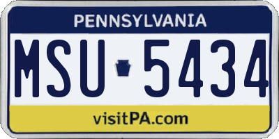 PA license plate MSU5434