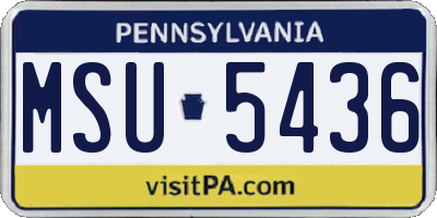 PA license plate MSU5436