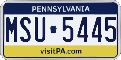 PA license plate MSU5445
