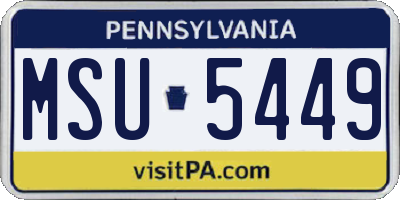 PA license plate MSU5449