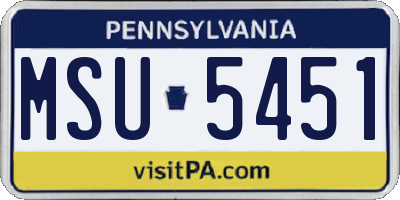 PA license plate MSU5451