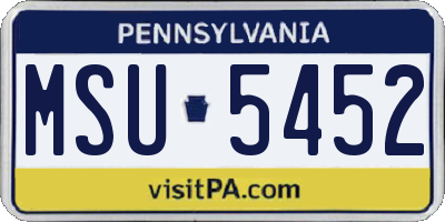 PA license plate MSU5452