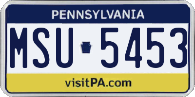 PA license plate MSU5453