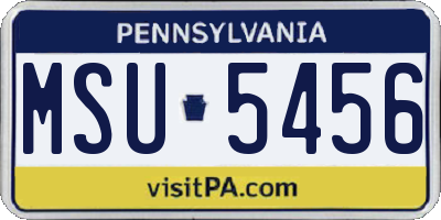 PA license plate MSU5456