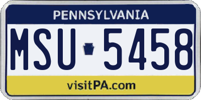 PA license plate MSU5458
