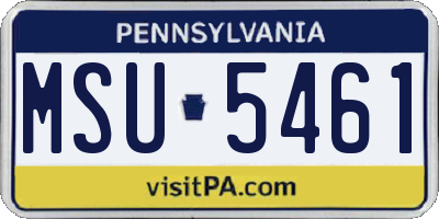 PA license plate MSU5461