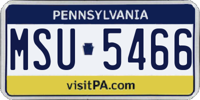 PA license plate MSU5466