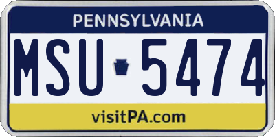 PA license plate MSU5474