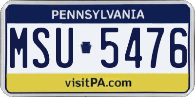 PA license plate MSU5476