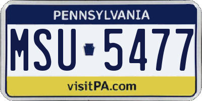 PA license plate MSU5477
