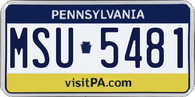 PA license plate MSU5481