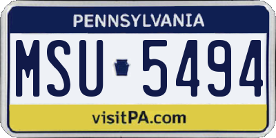 PA license plate MSU5494
