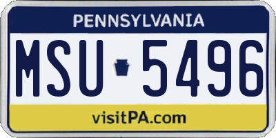 PA license plate MSU5496