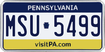 PA license plate MSU5499