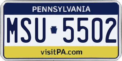 PA license plate MSU5502
