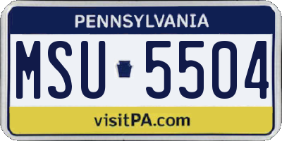 PA license plate MSU5504