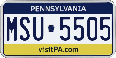 PA license plate MSU5505