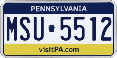 PA license plate MSU5512