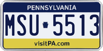PA license plate MSU5513