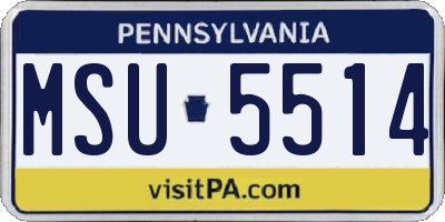 PA license plate MSU5514