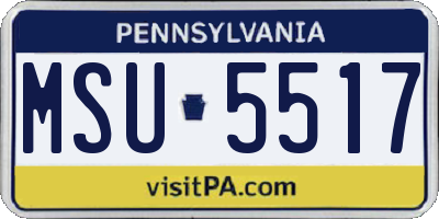 PA license plate MSU5517