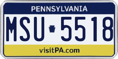 PA license plate MSU5518