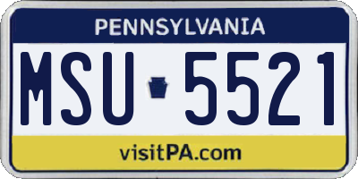 PA license plate MSU5521