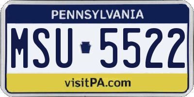 PA license plate MSU5522