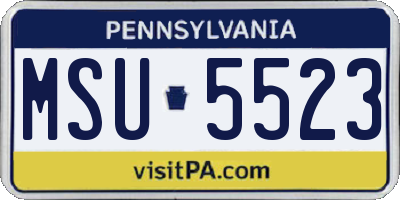 PA license plate MSU5523