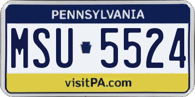 PA license plate MSU5524