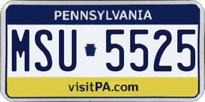 PA license plate MSU5525