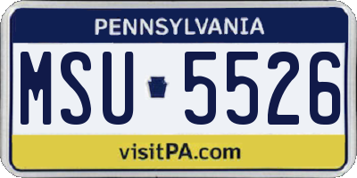 PA license plate MSU5526