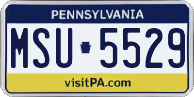 PA license plate MSU5529