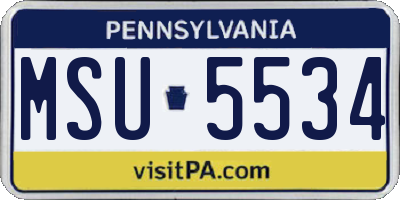 PA license plate MSU5534