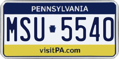 PA license plate MSU5540